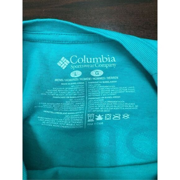 Columbia PFG Mens Short Sleeve Turquoise Tee Size Large - Picture 7 of 8